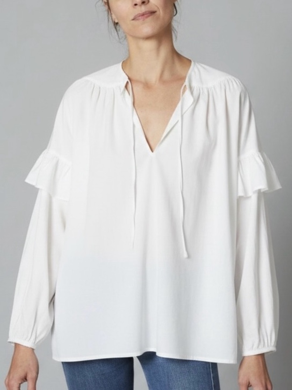 Rachel Comey Willow Top in White Cotton Tie Neck Size 0